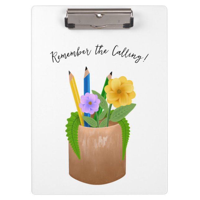 Carpeta De Pinza Profesora sustituta de escuela Pencils Flores (Anverso)