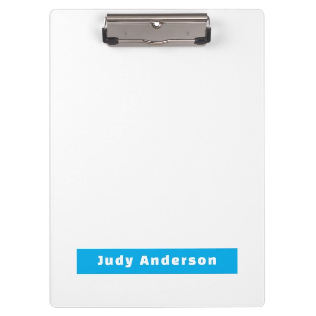 Carpeta De Pinza Professional Plain Modern Elegant Name Blue White (Anverso)
