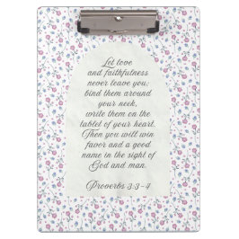 Carpeta De Pinza Proverbios 3:3–4 Escritura Floral
