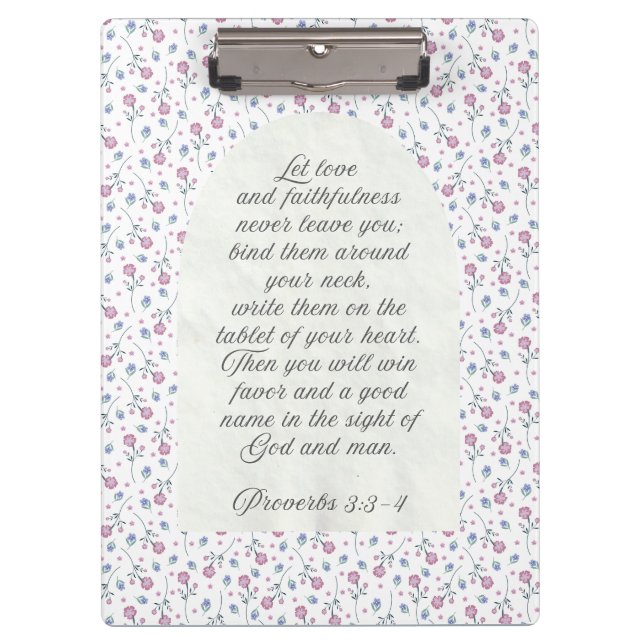 Carpeta De Pinza Proverbs 3:3–4 Floral Scripture  (Anverso)