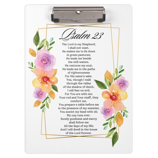 Carpeta De Pinza Psalm 23 Floral Geometric Frame (Anverso)