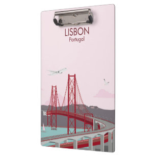 Carpeta De Pinza Puente de Lisboa sobre el río Tajo al estilo vinta