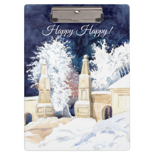 Carpeta De Pinza Puerta de invierno con acuarela nocturna