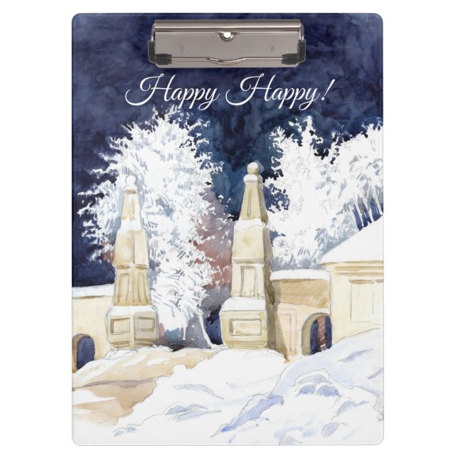 Carpeta De Pinza Puerta de invierno con acuarela nocturna (Anverso)