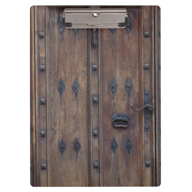 Carpeta De Pinza Puerta de madera española vieja con los pernos (Anverso)