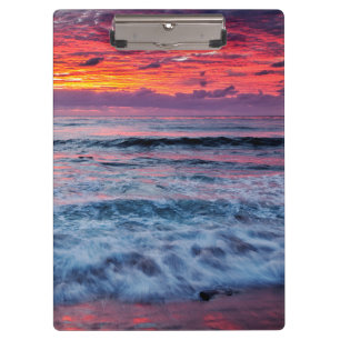 Carpeta De Pinza Puesta de sol sobre las olas del océano, Californi