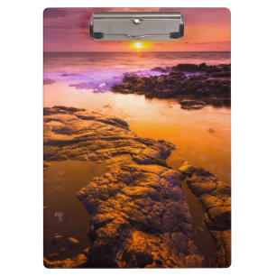 Carpeta De Pinza Puesta de sol sobre pozas de marea, Hawái