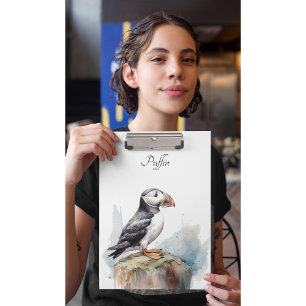 Carpeta De Pinza Puffin en una Roca Acuarela, personalizado