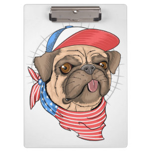 Carpeta De Pinza Pug Patriótico