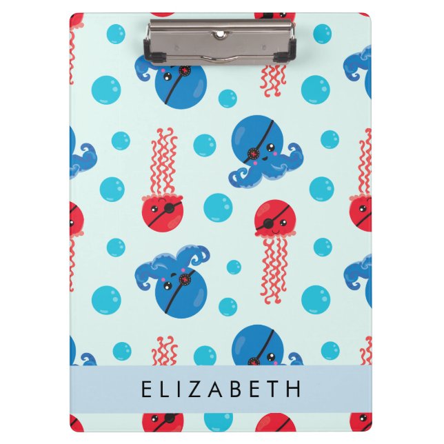 Carpeta De Pinza Pulpo pirata, medusa pirata, mar, tu nombre (Anverso)