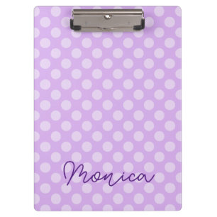 Carpeta De Pinza Punto de Polka de Lavanda Pálida Personalizada