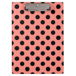 Carpeta De Pinza Punto de polka negro sobre melocotón