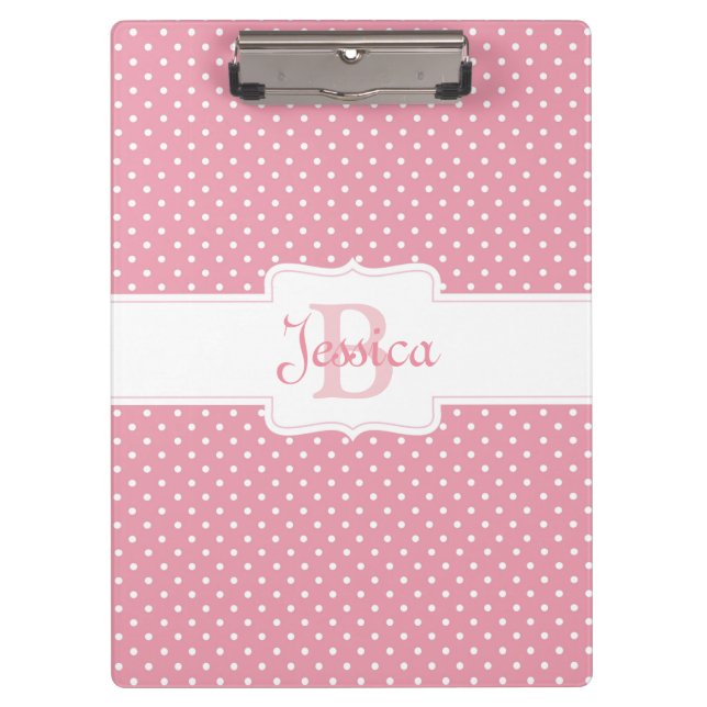 Carpeta De Pinza Punto de polka rosa personalizado (Anverso)