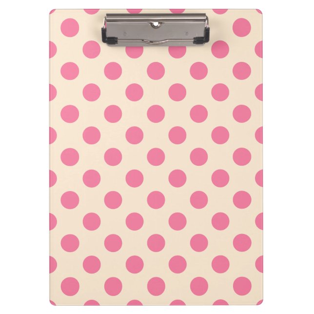 Carpeta De Pinza Punto de polka rosa sobre crema (Anverso)