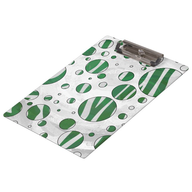 Carpeta De Pinza Punto de polka verde y blanco cebra (Angular)