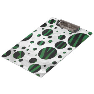 Carpeta De Pinza Punto de polka verde y negro de cebra