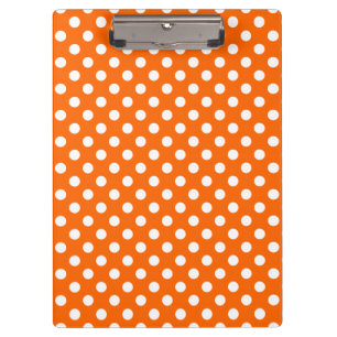 Carpeta De Pinza Puntos Blancos Personalizables sobre Fondo Naranja