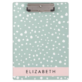 Carpeta De Pinza Puntos Dalmacianos Verdes Mint, Puntos, Tu Nombre