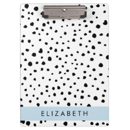Carpeta De Pinza Puntos dálmatas, puntos, negro y blanco, tu nombre