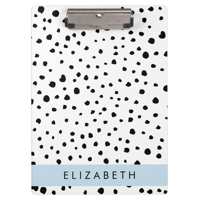 Carpeta De Pinza Puntos dálmatas, puntos, negro y blanco, tu nombre (Anverso)