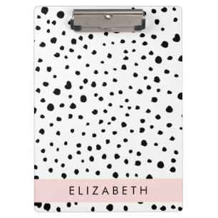 Carpeta De Pinza Puntos dálmatas, puntos, negro y blanco, tu nombre