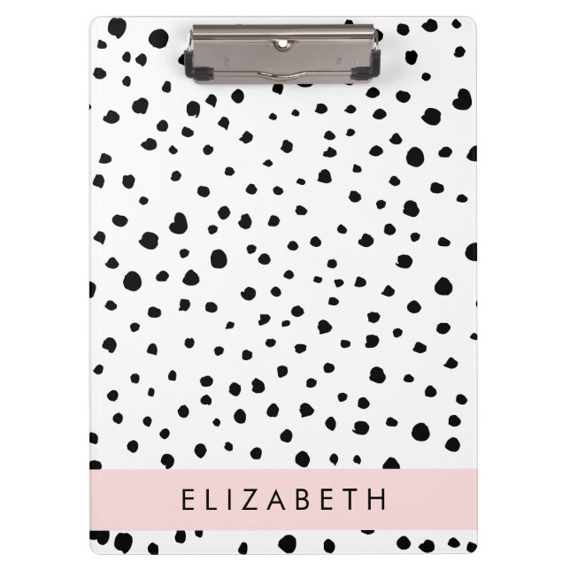 Carpeta De Pinza Puntos dálmatas, puntos, negro y blanco, tu nombre (Anverso)