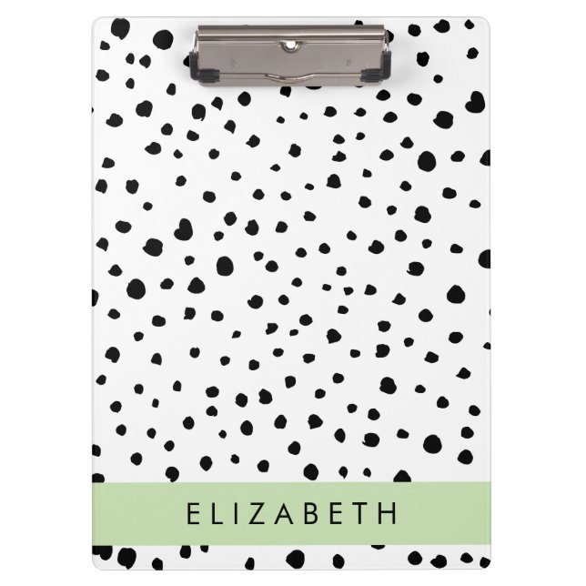 Carpeta De Pinza Puntos dálmatas, puntos, negro y blanco, tu nombre (Anverso)