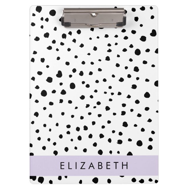 Carpeta De Pinza Puntos dálmatas, puntos, negro y blanco, tu nombre (Anverso)