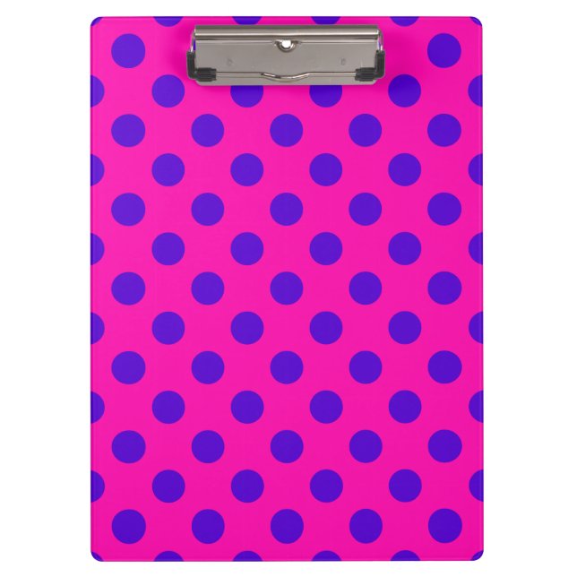 Carpeta De Pinza Puntos de polka azul en fuchsia (Anverso)