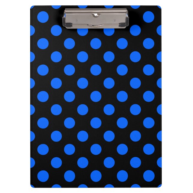 Carpeta De Pinza Puntos de polka azul y negro (Anverso)