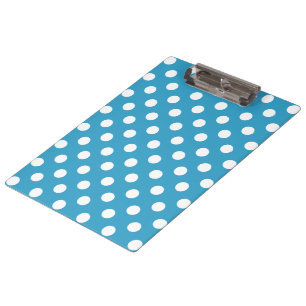 Carpeta De Pinza Puntos de Polka Blanco sobre fondo azul pavo real