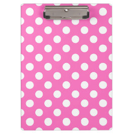 Carpeta De Pinza Puntos de polka blanco sobre rosa