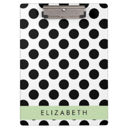 Carpeta De Pinza Puntos de Polka blancos y negros, punteados, tu no