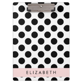 Carpeta De Pinza Puntos de Polka blancos y negros, punteados, tu no