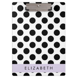 Carpeta De Pinza Puntos de Polka blancos y negros, punteados, tu no