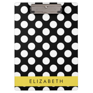 Carpeta De Pinza Puntos de Polka blancos y negros, punteados, tu no