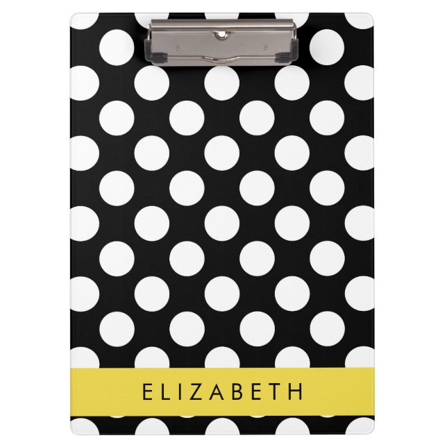 Carpeta De Pinza Puntos de Polka blancos y negros, punteados, tu no (Anverso)