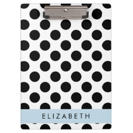 Carpeta De Pinza Puntos de Polka blancos y negros, punteados, tu no