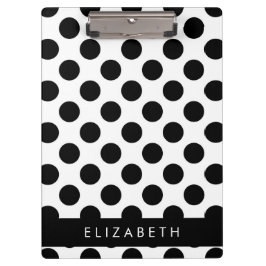 Carpeta De Pinza Puntos de Polka blancos y negros, punteados, tu no