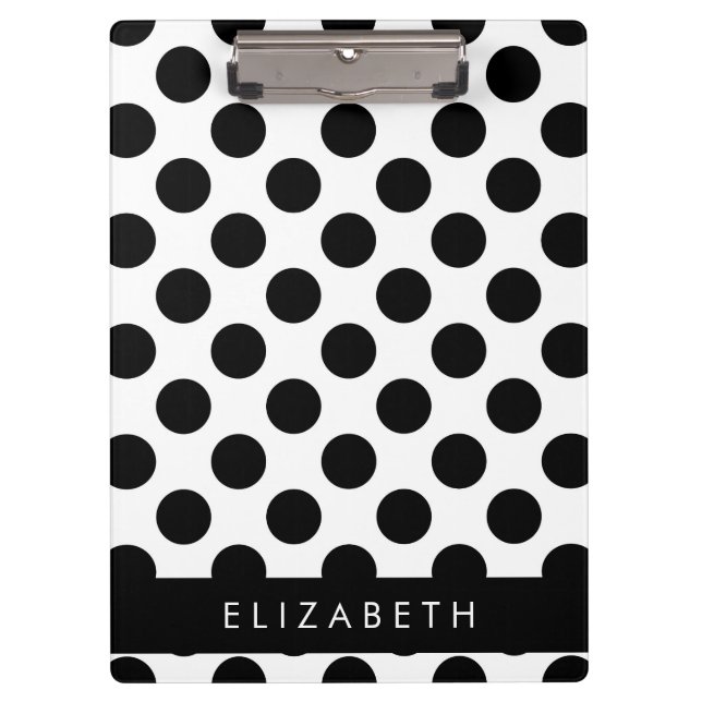 Carpeta De Pinza Puntos de Polka blancos y negros, punteados, tu no (Anverso)