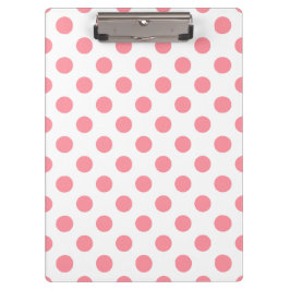 Carpeta De Pinza Puntos de polka coral y blanco