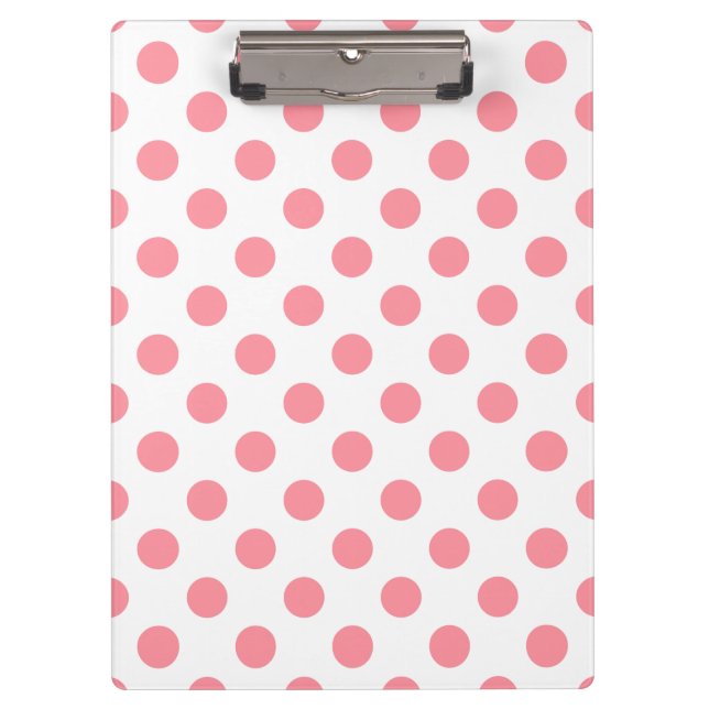 Carpeta De Pinza Puntos de polka coral y blanco (Anverso)