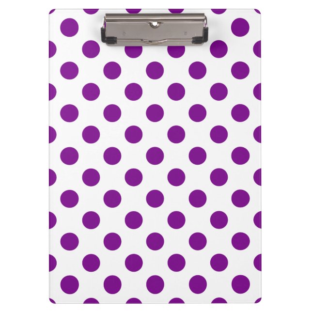Carpeta De Pinza Puntos de polka morado y blanco (Anverso)