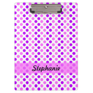Carpeta De Pinza Puntos de polka morado y rosado personalizados