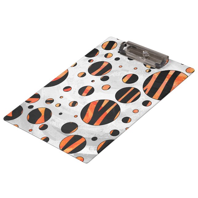 Carpeta De Pinza Puntos de polka negro y Naranja de cebra (Angular)