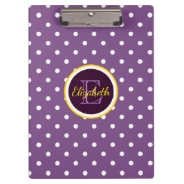 Carpeta De Pinza Puntos de polka púrpura muy monogramados