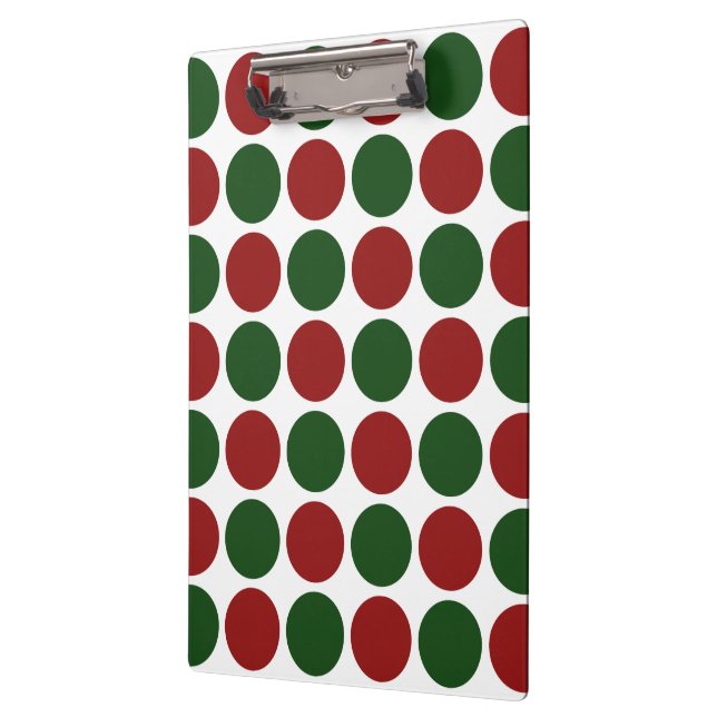 Carpeta De Pinza Puntos de Polka Rojo y Verde sobre Blanco (Izquierda)
