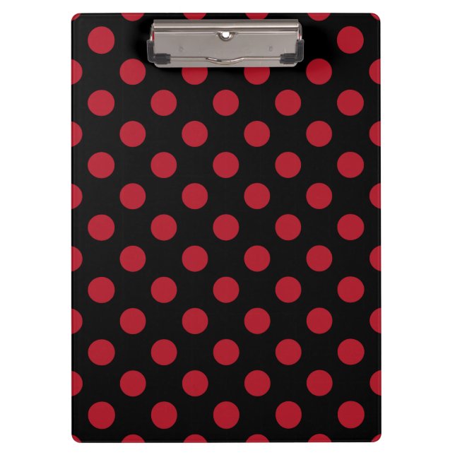 Carpeta De Pinza Puntos de polka rojos y negros (Anverso)