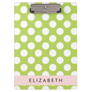 Carpeta De Pinza Puntos de Polka Verde, Patrón de Punto de Polka, S
