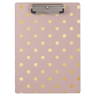 Carpeta De Pinza puntos elegantes de polka rosa dorado